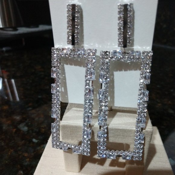 Statement Clear Crystal Earrings - Picture 2 of 7